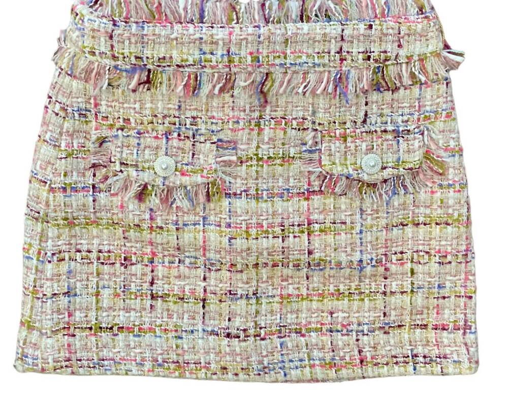 NEW KATIE J NYC girls lurx boucle skirt in pink multi